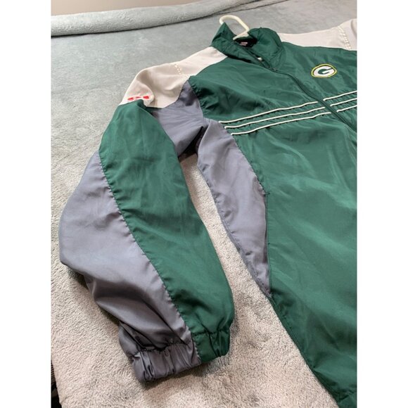 Vintage Green Bay Packers Jacket Men XL Green NFL Windbreaker Full Zip Reebok - Picture 10 of 13